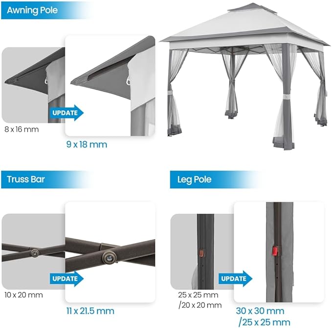 Yaheetech 11x11 Pop Up Gazebo Outdoor Canopy Shelter, Instant Patio Gazebo Su...