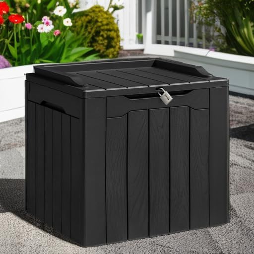 Homall 31 Gallon Deck Box Resin Waterproof Outdoor Storage Box Lockable