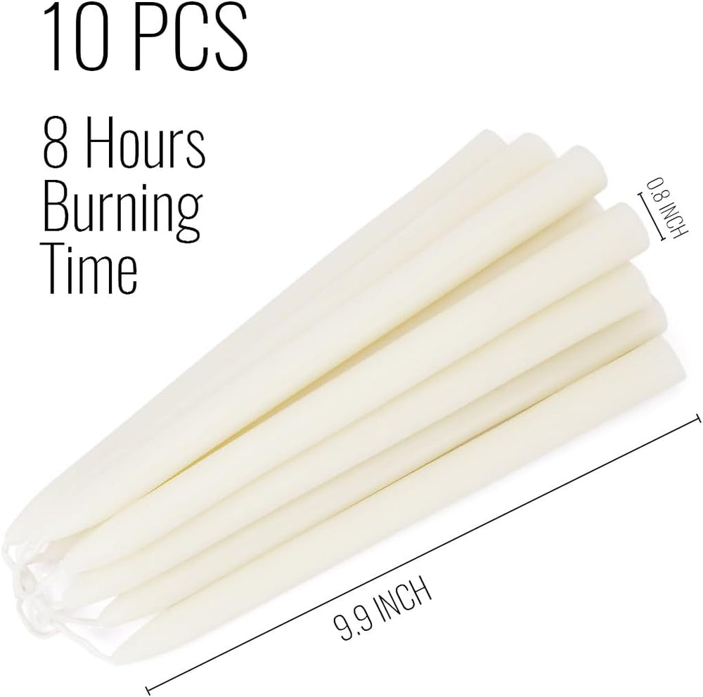 Ivory Beeswax Taper Candles- 9 Hour Burn Time，Pure Natural Hand Poured Beeswa...