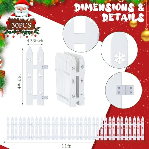 Sasylvia Christmas Tree Fences, White Wooden Picket Fences