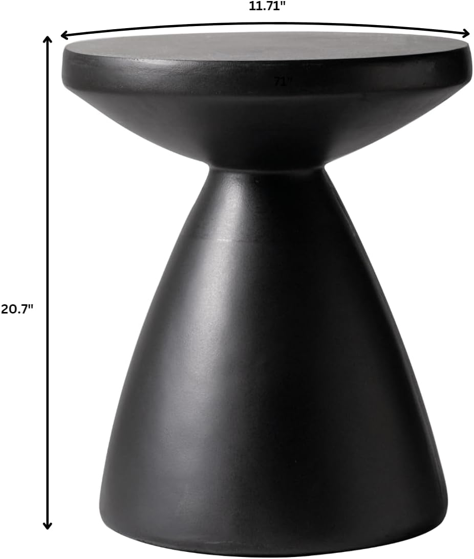 LeisureMod Modern Side Table Lightweight Fiberstone Top 20" Round Accent...
