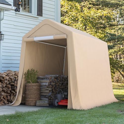 ADVANCE OUTDOOR 6x8 ft Outdoor Portable Storage Shelter Shed with 2 Roll up Z...