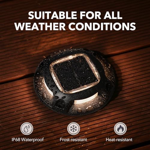 AGPTEK Solar Driveway Lights Outdoor 12 Pack, 2 Color Modes LED Deck Dock