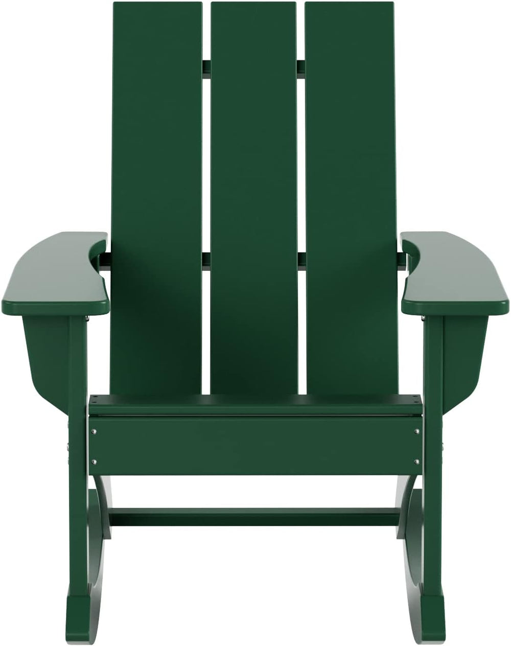 WO HOME FURNITURE Modern HDPE Outdoor Adirondack Rocking Chair, Dark Green