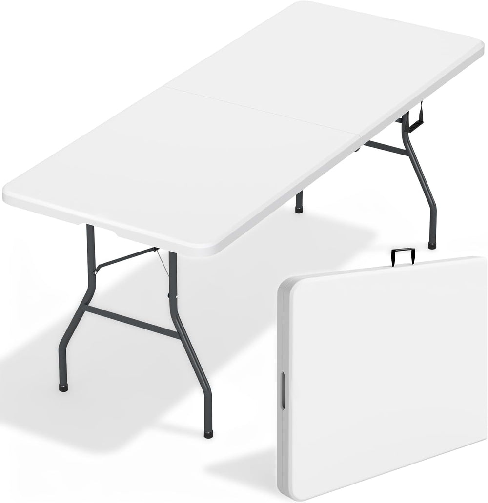 FDW | 6FT Folding Table | White | Portable Plastic Table