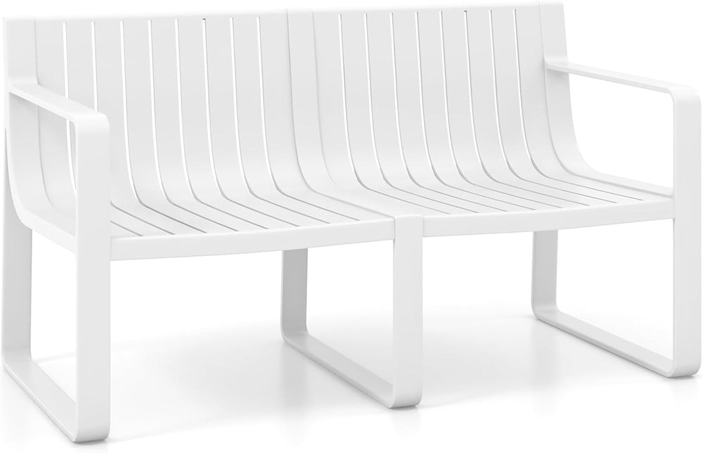Tangkula Patio Loveseat, 2-Person Bench, White