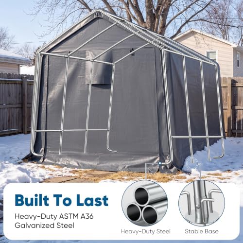 Quictent Heavy Duty 8x14FT Carport Storage Shelter with Roll-Up Door&Vents