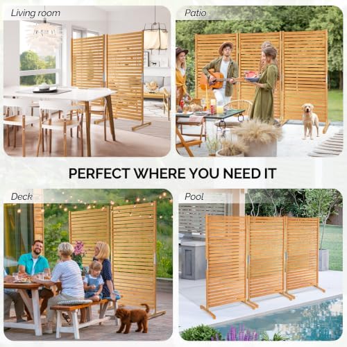 VINGLI 74" x 36" Wooden Privacy Fence for Trash Can, Air Conditione...
