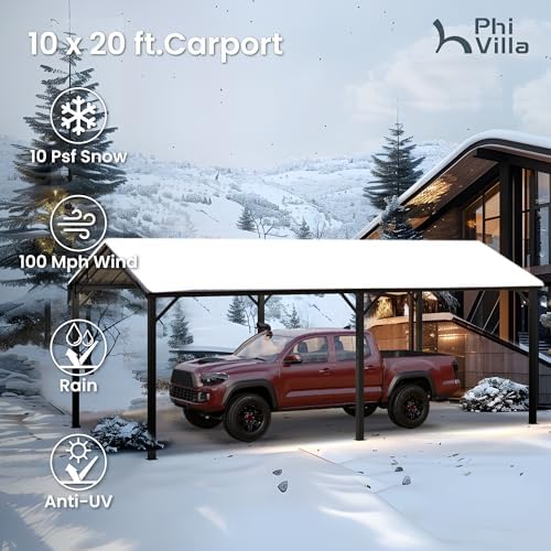 PHI VILLA 10x20ft Carport Metal Heavy Duty Carports Car Shelter
