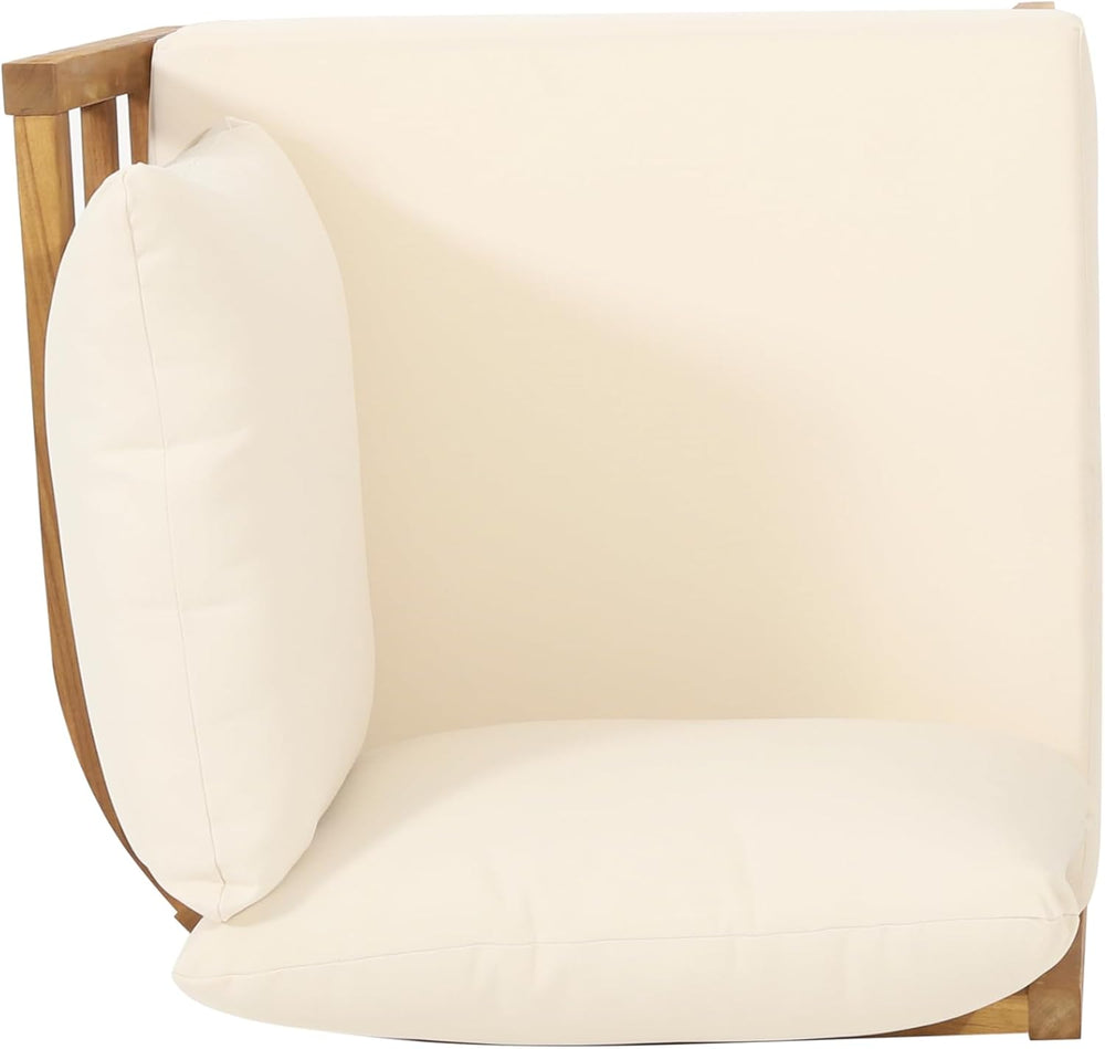 Merax 4 Piece Rattan Sofa Paito Conversation Set, All-Weather Acacia Wood V-S...