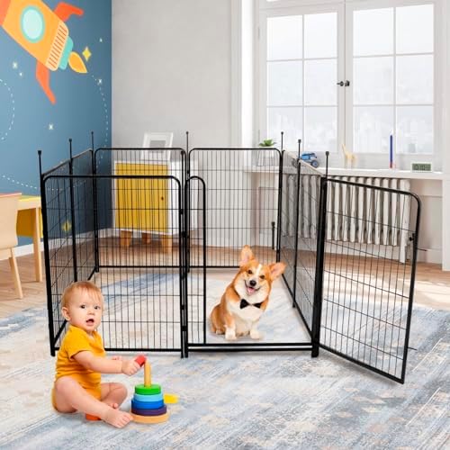 Tall Garden Fence Animal Barrier, 48 in(H) Fencing for Garden Beds, 4 Panels ...