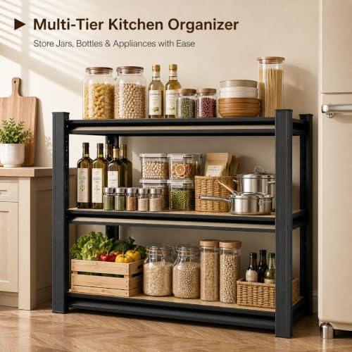 Heavy Duty Garage Shelving 3 Tier, 31.5" H × 34" W × 18" D