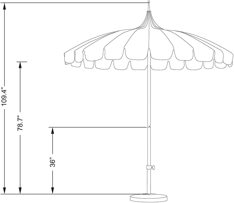 California Umbrella 8.5' Rd. Pagoda Style Patio Umbrella, White Pole, Bla...