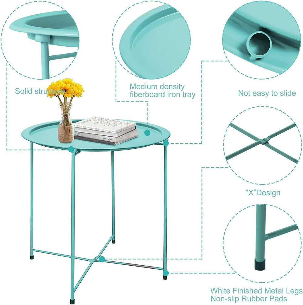 Garden 4 you End Table Set of 2, Outdoor Side Table, Small Patio Table Metal ...