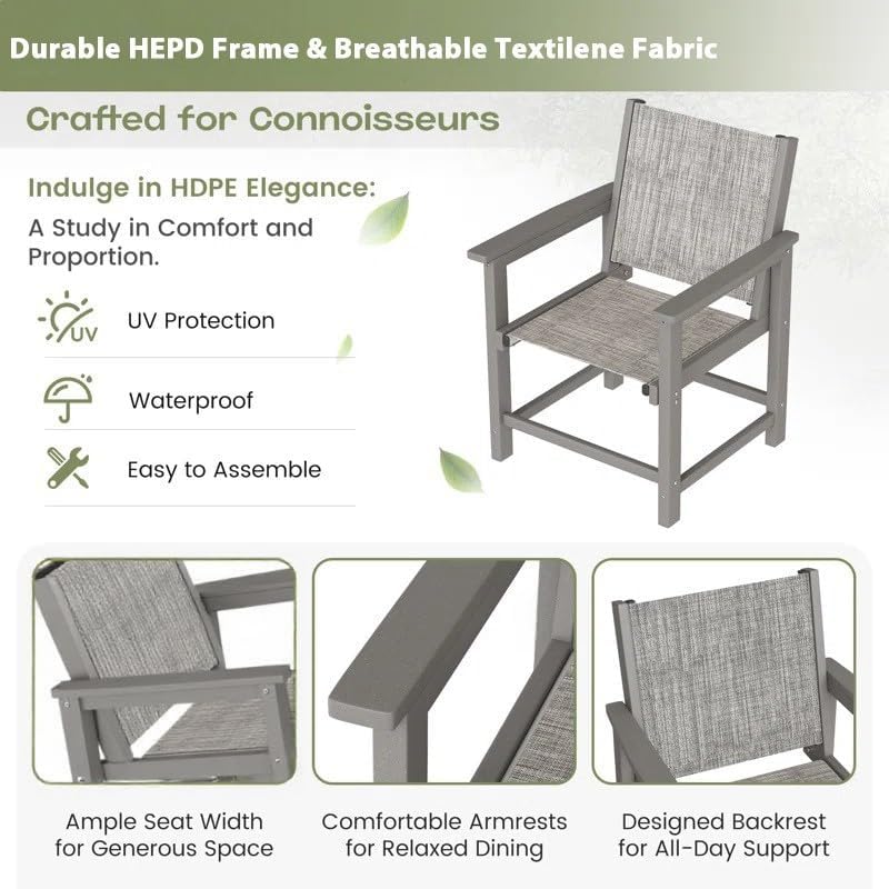 UDPATIO HDPE Outdoor Dining Table Set Patio Furniture Heavy Duty