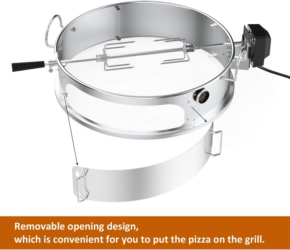onlyfire Stainless Steel Multi-purpose Rotisserie and Pizza Combo Kit | For W...