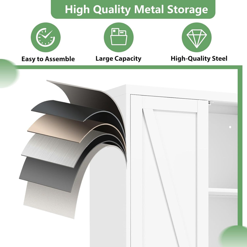 Metal Garage Storage Cabinet with Locking Doors and Adjustable Shelves,78.74&...