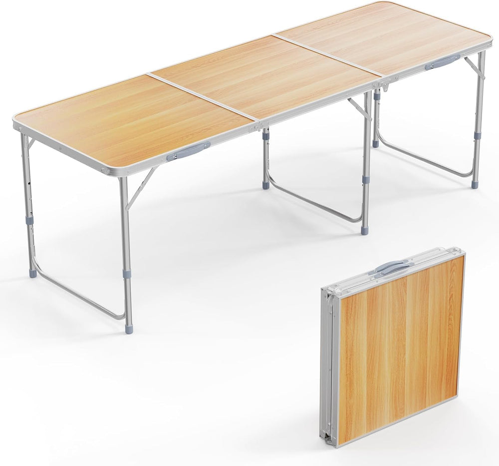 VINGLI 6ft Folding Camping Table with Carry Handle,Portable Utility Table Mul...