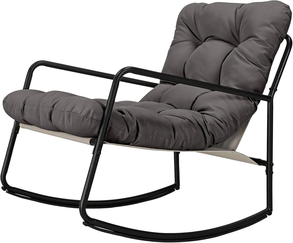 Outdoor Rocking Chair, Metal Patio Rocking Chair, Indoor Rocking Chair with C...