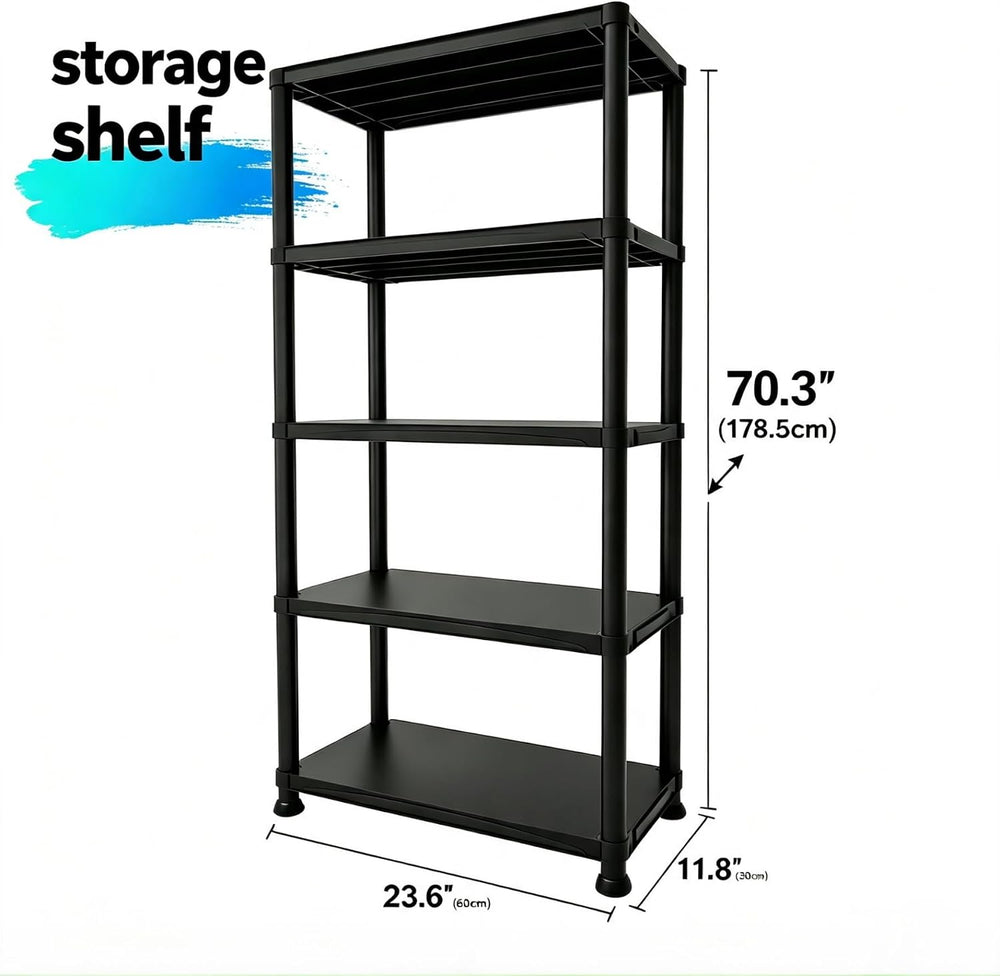5‑Tier Plastic Storage Shelving Unit for Garage Storage Shelve 70"×24&qu...