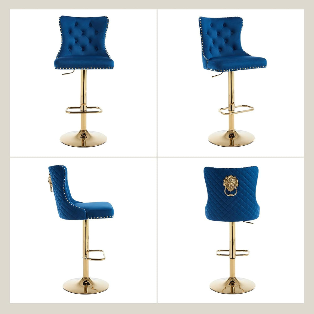 Modern Barstools Set of 2 Adjustable Velvet Bar Stools Counter Height Stools ...