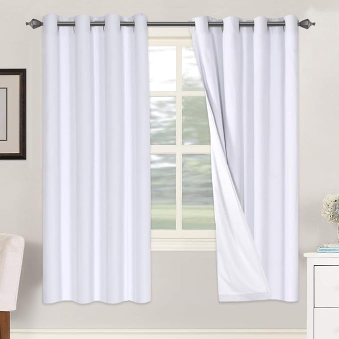 H.VERSAILTEX Linen Blackout Curtains 72 Inches Long 100% Blackout Thermal Ins...