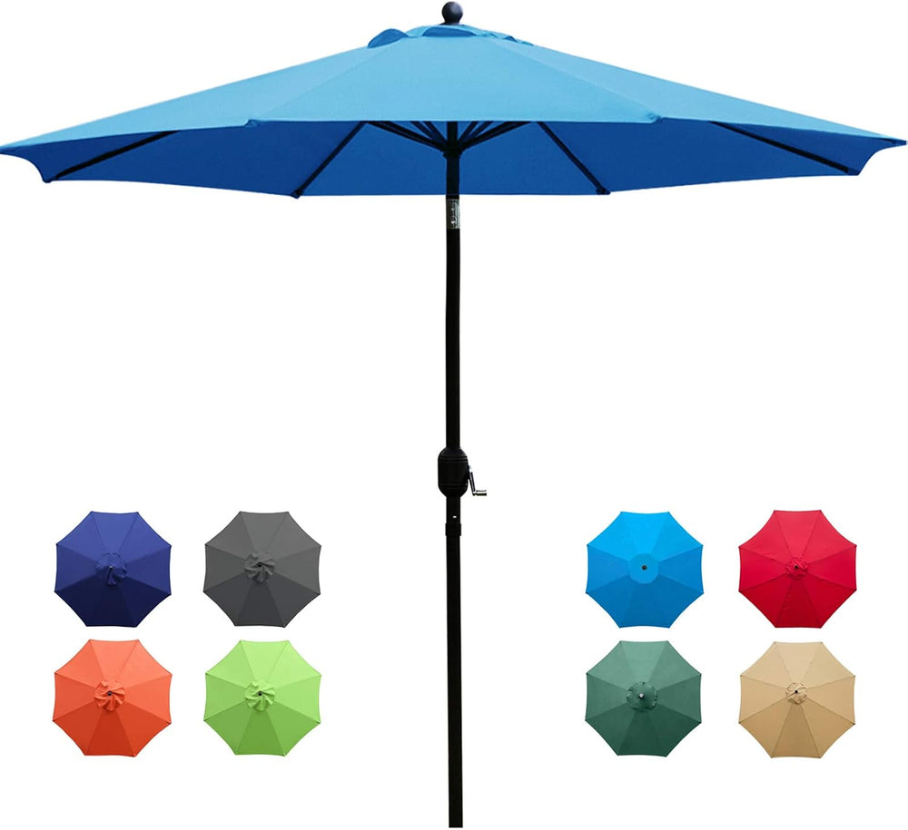 Sunnyglade 9Ft Patio Umbrella Outdoor Table Umbrella with 8 Ribs Blue