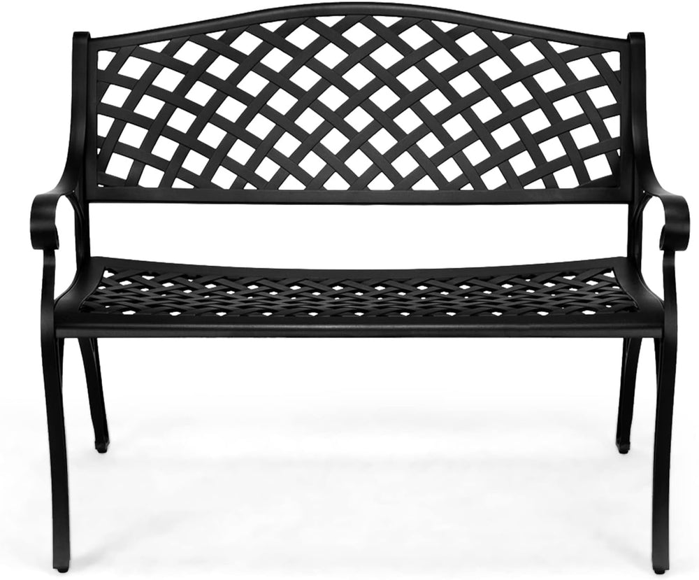 VINGLI 40.5" Outdoor Bench Patio Garden Bench, Anti- Rust Cast Aluminum ...