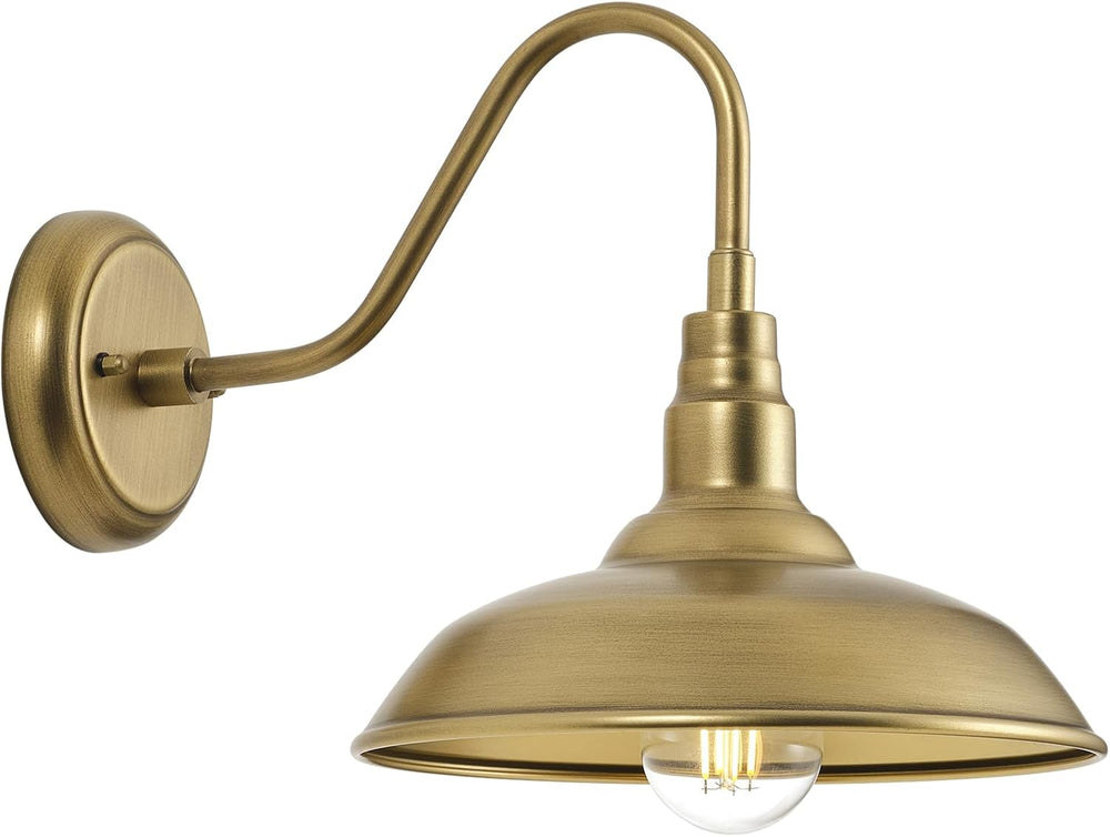10 Inch Gooseneck Barn Light for Farmhouse, Brass Exterior Barn Style Light F...