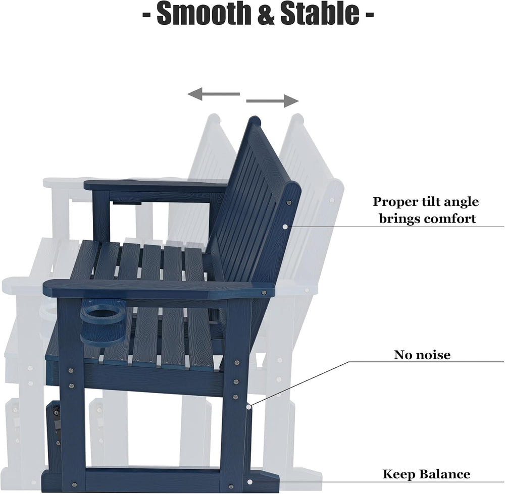 Poly Lumber Patio Glider, HIPS Material Weather-Resistant Swing Bench for Out...