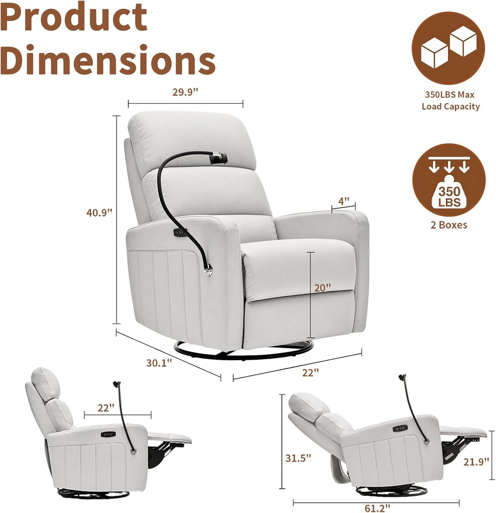 AIRSKY Power Swivel Rocking Recliner Chair with Power Headrest