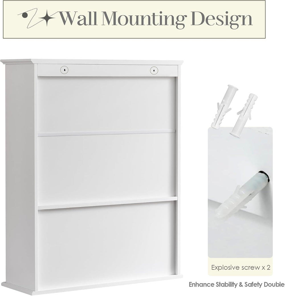 Bathroom Wall Cabinet, White 30" x 24" Wall Mounted Medicine Cabine...