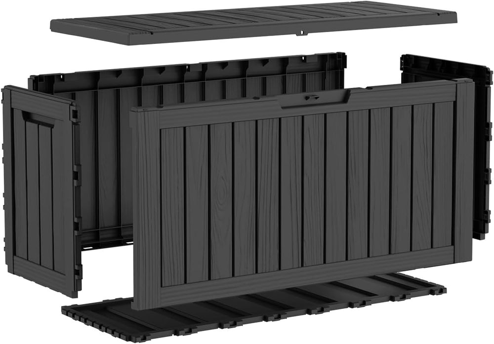 85 Gallon Outdoor Deck Box, Resin Waterproof Storage Box With Lockable Lid, U...