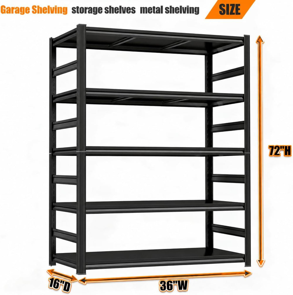 PRESTELION Garage Shelving, 5 Tier Heavy Duty Metal Storage Rack Adjustable