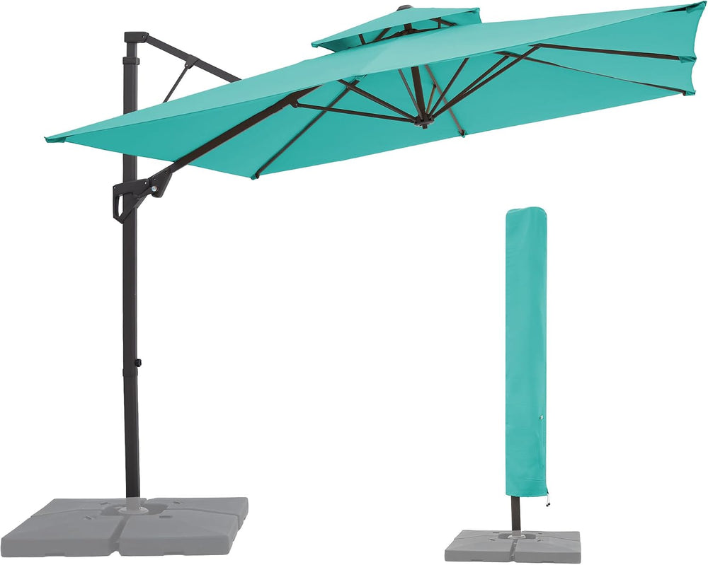 JEAREY 10x10 ft 2-Tier Cantilever Patio Umbrella, Outdoor Offset Umbrella