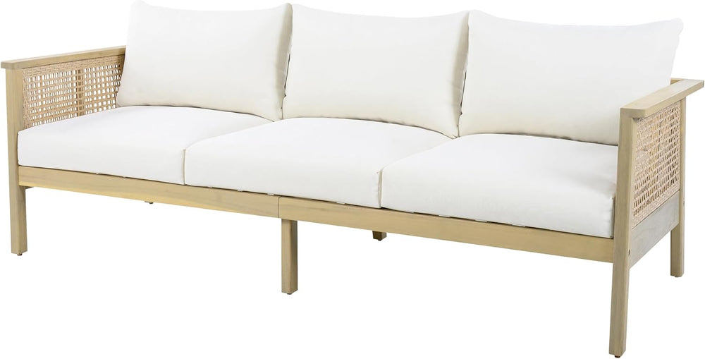 Christopher Knight Home Teras Acacia Wood Outdoor 3 Seater Sofa with PE Wicke...