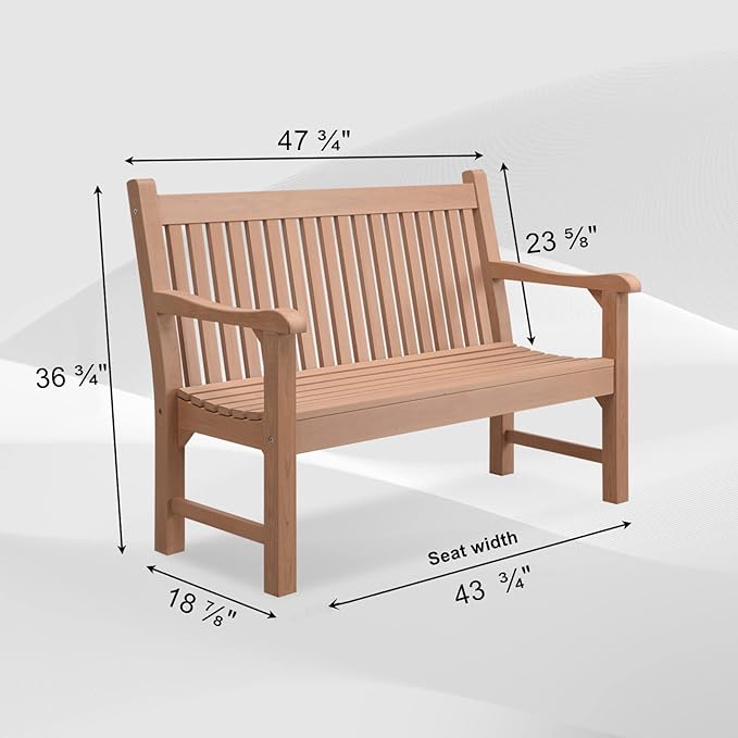Psilvam 2-Person Poly Lumber Outdoor Bench with 700 Lbs Weight Capacity – Wea...
