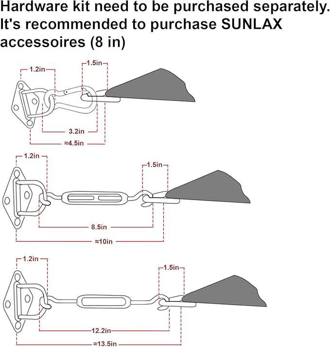 SUNLAX Large Sun Shade Sail 16' x 20' Sand Rectangle Canopy Sail Shad...