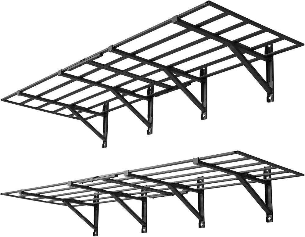 VEVOR 2-Tier Heavy Duty Wall Garage Shelving, 4 Pack 2 x 3 ft Steel Wall Moun...