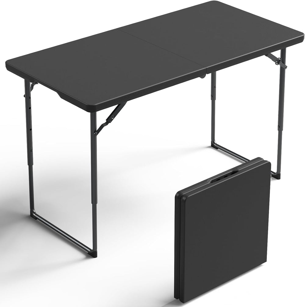 Folding Table 4FT Heavy Duty Plastic Table with Handle, Foldable&Portable...