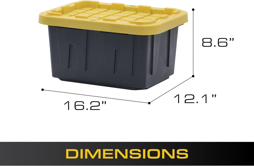 BLACK & YELLOW 5-Gallon Stackable Plastic Storage Bins with Lids, 6 Pack