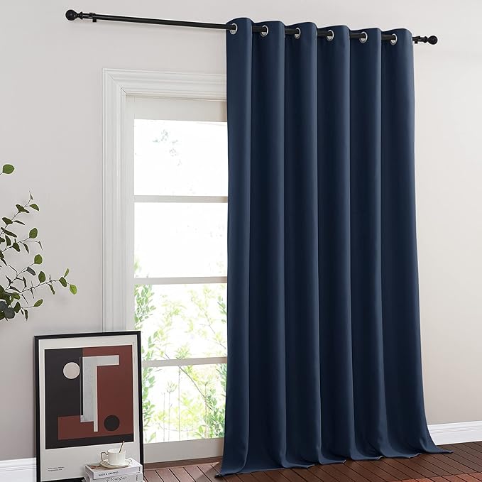 NICETOWN Blackout Navy Blue Bedroom Curtain 118 inches Long, Grommet Thermal ...