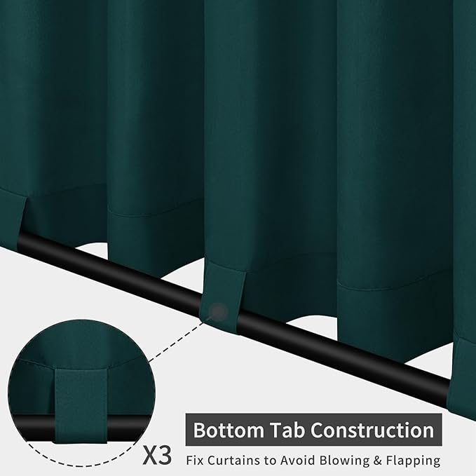Easy-Going Outdoor Patio Curtains Detachable Tab Top Windproof Weatherproof C...