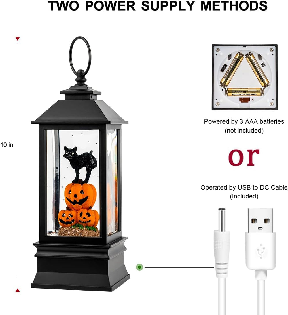 10'' Halloween Snow Globe Lantern Lighted Musical Water Lantern Spook...