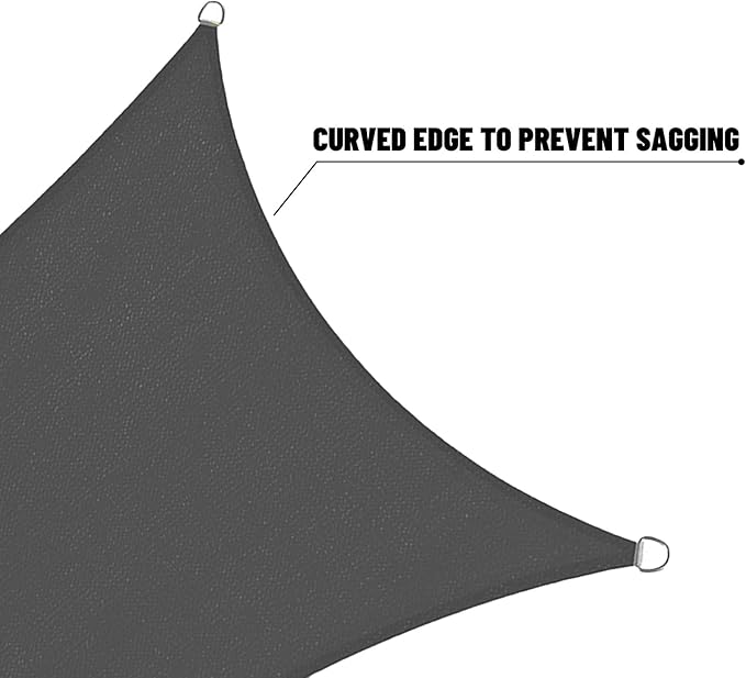 SUNNY GUARD Sun Shade Sail 20' X 26' Rectangle Graphite Grey UV Block...