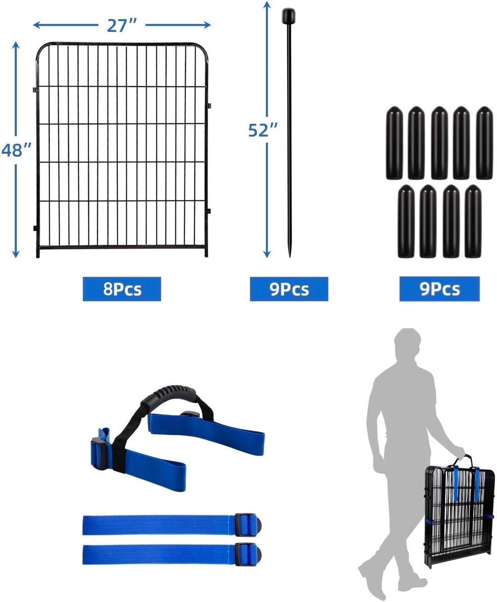 ADAVIN No Gate Tall Garden Fence, 48in 8 Panels Dog Fence Outdoor for Yard | ...