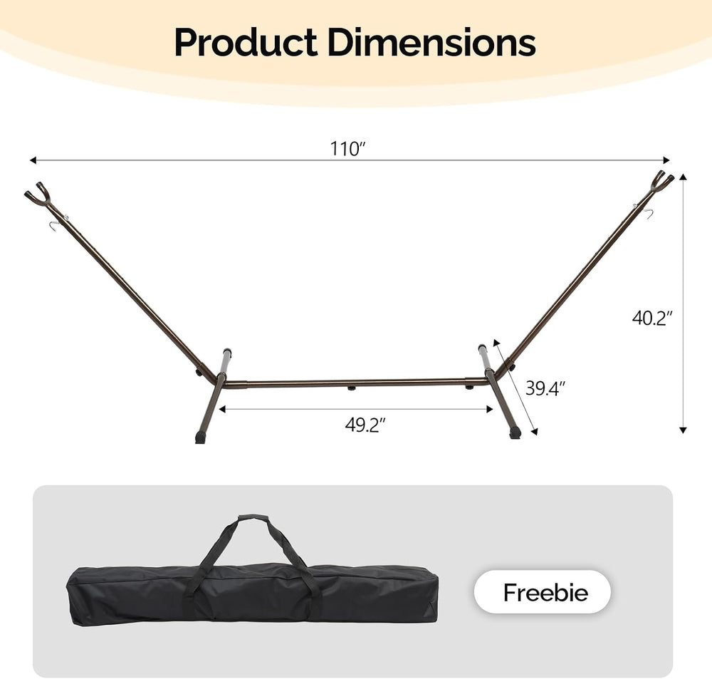 9 FT Hammock Stand Only, Heavy Duty Adjustable Indoor Outdoor Space Saving St...