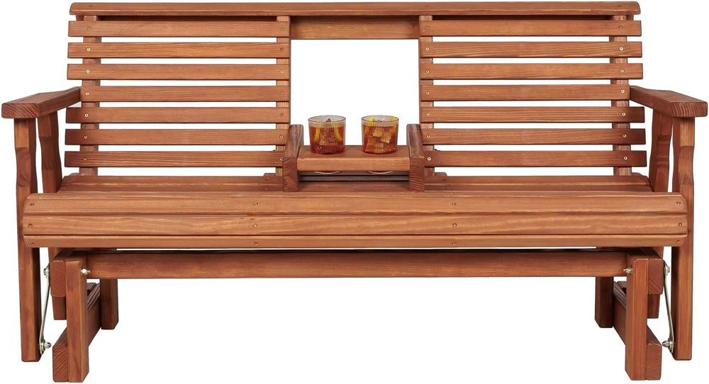 Amish Casual Heavy Duty Rollback Console Porch Glider in Cedar Stain - Patio ...