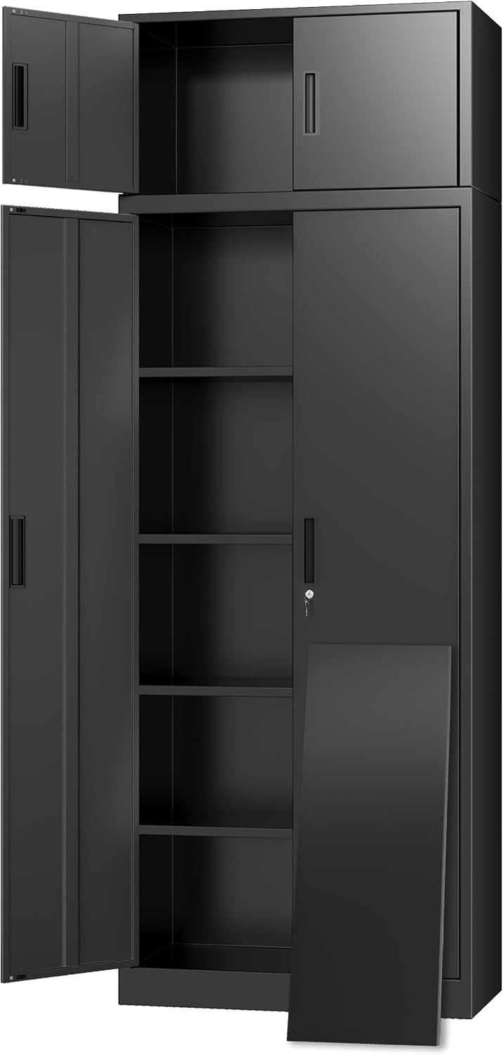 CJF Metal Storage Cabinet, 87 inch Tall Large Locking Cabinet with Top Cabine...