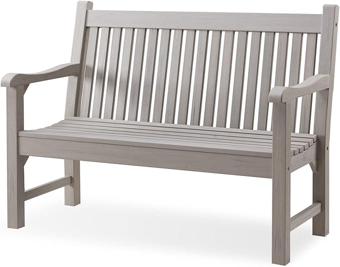 Psilvam Garden Bench, 2-Person Poly Lumber Patio Bench, All-Weather Outdoor B...